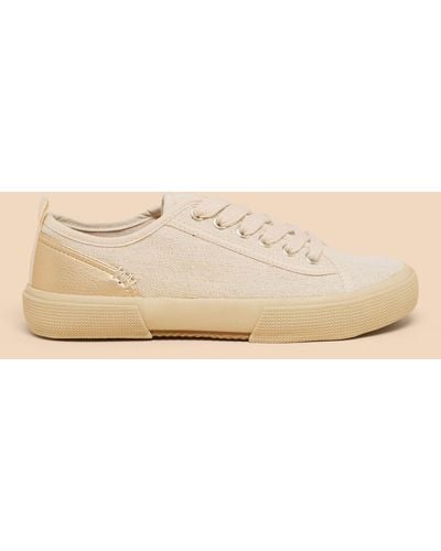 White Stuff Pippa Canvas Lace Up Trainers - Natural