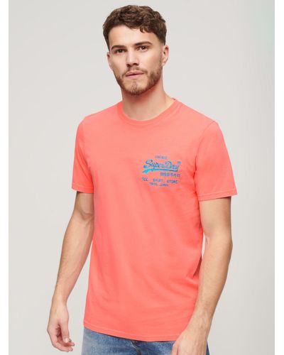 Superdry Neon Vintage Logo T-shirt - Pink