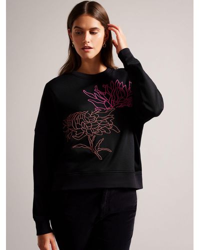 Ted Baker Genno Graphic Flower Sweatshirt - Black