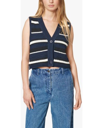 Nué Notes Rodney Stripe Cropped Knitted Top - Blue