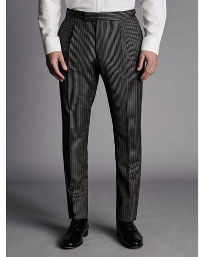 Charles Tyrwhitt Morning Stripe Slim Fit Suit Trousers - Grey
