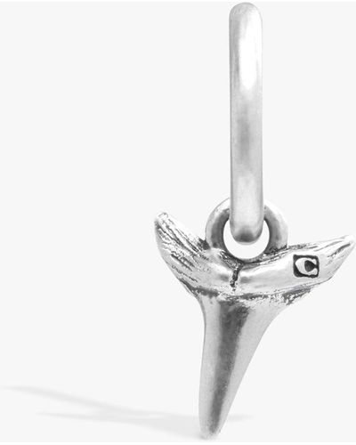 COACH Shark Tooth Single Hoop Earring - White