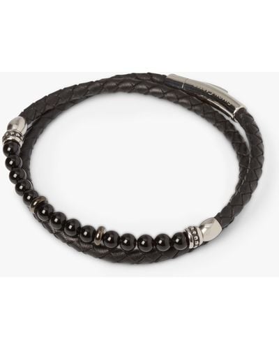 Simon Carter Hayle Leather Onyx Bead Bracelet - Black