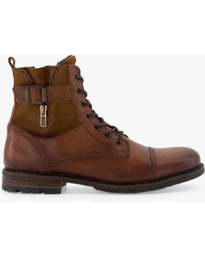 Dune Call Leather Ankle Boots - Brown