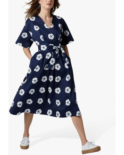Jasper Conran Betsy Graphic Print Kimono Wrap Dress - Blue