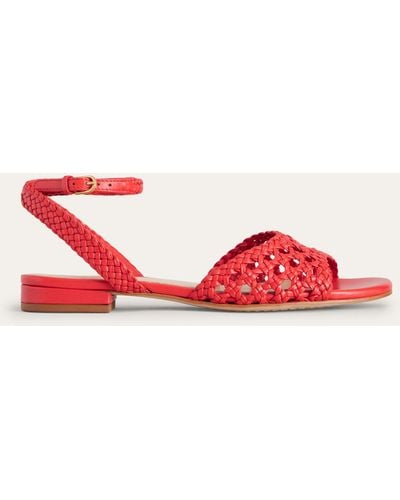 Boden Woven Flat Sandals - Red