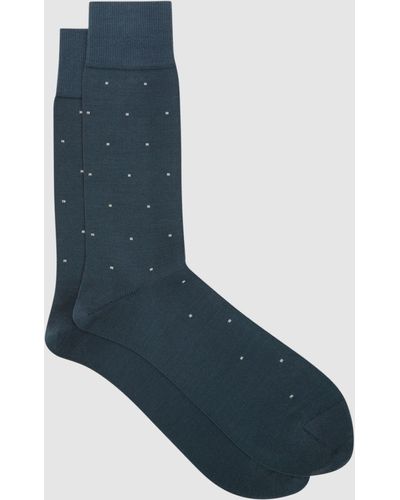 Reiss Mario Polka Dot Print Cotton Blend Socks - Blue