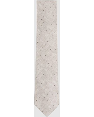 Reiss Lateran Polka Dot Silk Tie - White