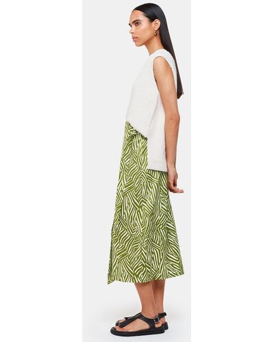 Whistles Linear Leaf Wrap Midi Skirt - Green