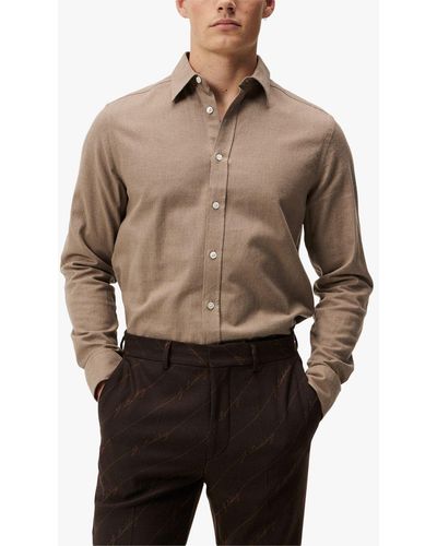 J.Lindeberg Light Flannel Slim Shirt - Brown