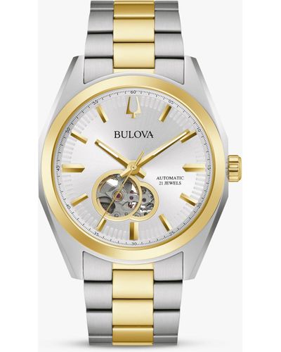 Bulova 98a284 Surveyor Two Toned Heartbeat Automatic Bracelet Strap Watch - Metallic