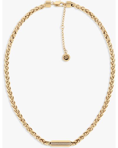 Tommy Hilfiger Crystal Pendant Snake Chain Necklace - White