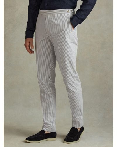 Reiss Barr Stripe Straight Leg Suit Trousers - Grey