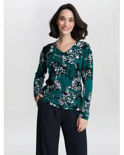 Gina Bacconi Leanna Abstract Leopard Pint Jumper - Green