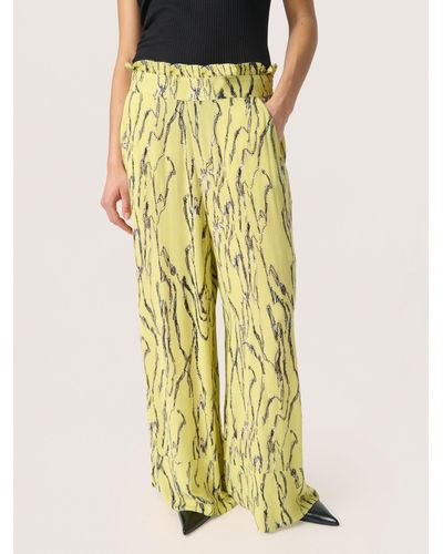 Soaked In Luxury Zaya Wide Leg High Waisted Trousers - Yellow