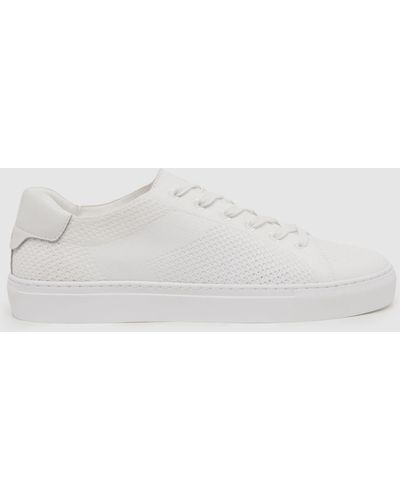 Reiss Finley Knit Low Top Trainers - White