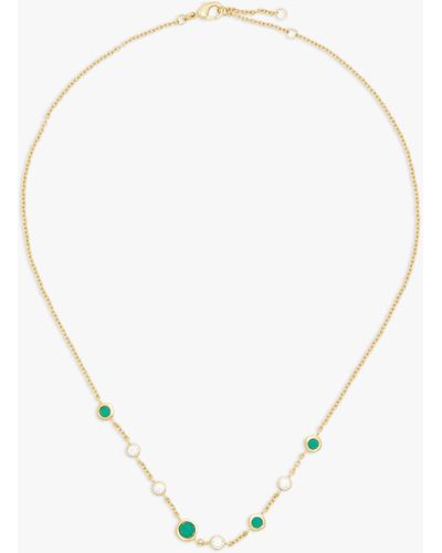 John Lewis Gemstones Cubic Zirconia & Green Agate Collar Necklace - Multicolour