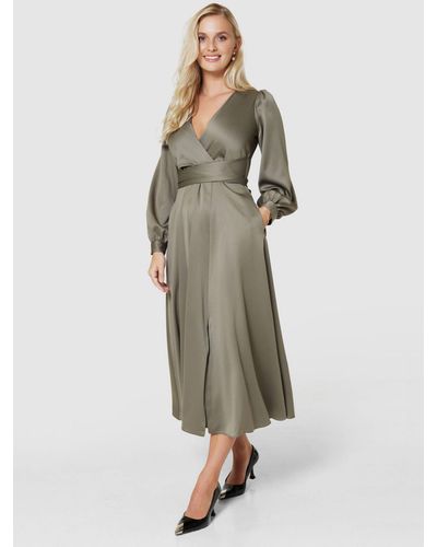 Closet Satin Wrap Dress - Natural