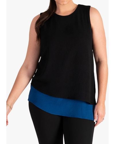 Chesca Contrast Layered Sleeveless Top - Black