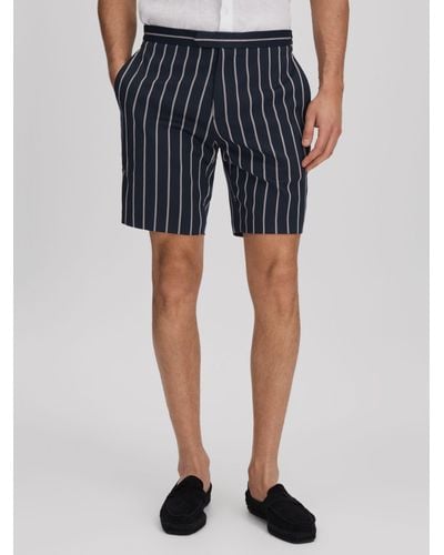 Reiss Lake Fine Stripe Side Adjustable Shorts - Blue