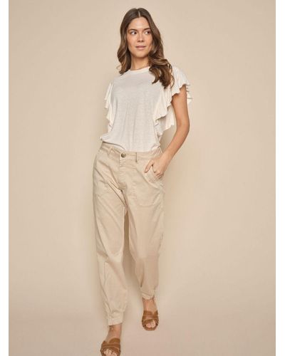 Mos Mosh Naomi Embroidered Mid Waist Trousers - Natural