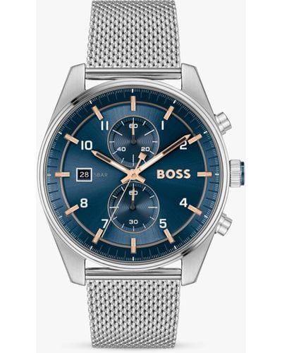 BOSS Boss 1514149 Skytraveller Mesh Strap Watch - Blue