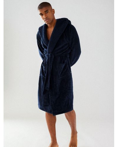 Chelsea Peers Fluffy Hooded Dressing Gown - Blue