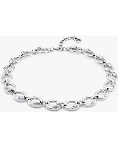 Uno De 50 Crystal Circle Collar Necklace - White