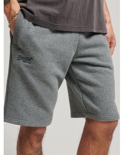 Superdry Vintage Logo Embroidered Jersey Shorts - Grey