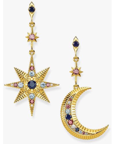 Thomas Sabo Magical Star & Moon Cubic Zirconia Drop Earrings - Multicolour