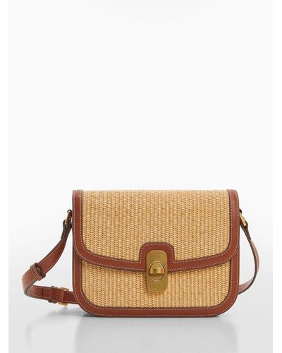 Mango Daura Raffia Shoulder Bag - Brown