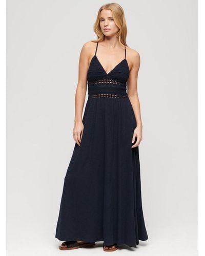 Superdry Jersey Lace Maxi Dress - Blue