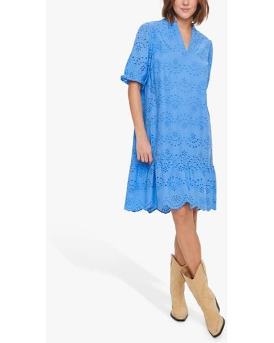 Saint Tropez Geleksa Broderie Anglaise Cotton Dress - Blue
