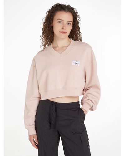 Calvin Klein Cropped V-neck Sweatshirt - Multicolour