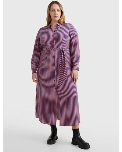 Tommy Hilfiger Curve Stripe Maxi Shirt Dress - Purple