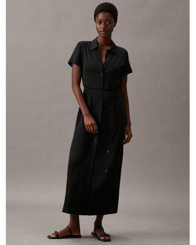 Calvin Klein Maxi Shirt Dress - Black