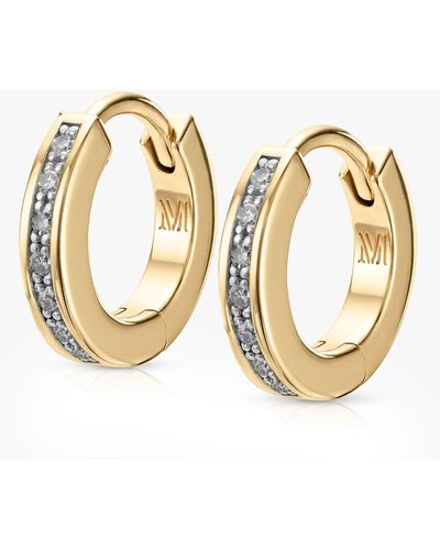Monica Vinader Skinny Diamond Huggie Hoop Earrings - Metallic