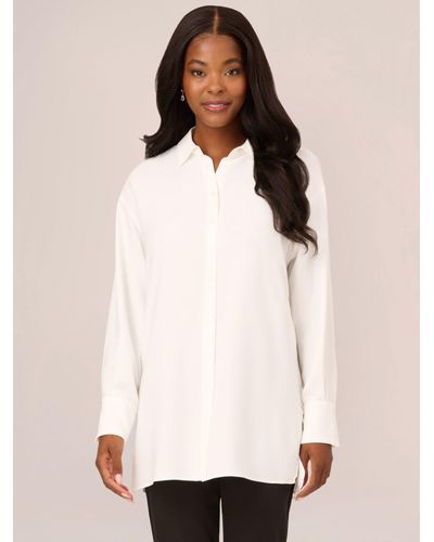 Adrianna Papell Solid Button Front Shirt - Natural