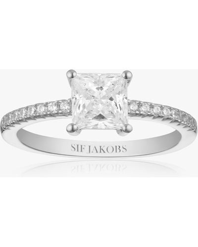 Sif Jakobs Jewellery Ellera Quadrato Princess Cut Cubic Zirconia Ring - White