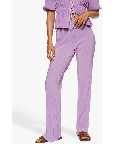 Mango Monica Crinkle Texture Trousers - Purple