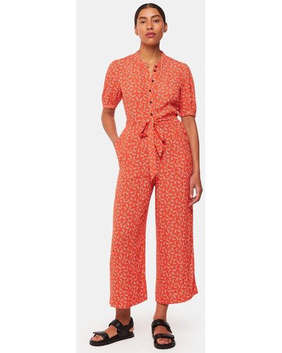 Whistles Micro Floral Print Jumpsuit - Red