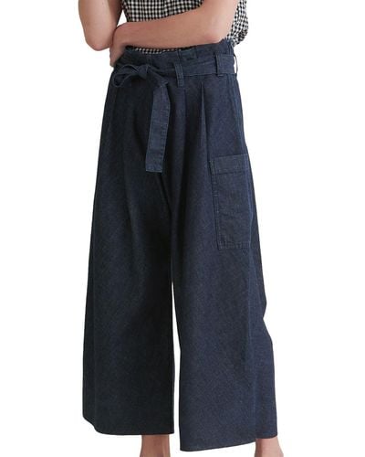 Toast Denim Cropped Paperbag Trousers - Blue