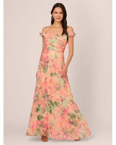 Adrianna Papell Floral Chiffon Maxi Dress - Pink