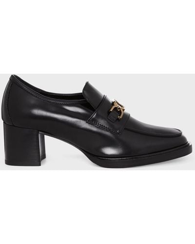 Hobbs Laura Leather Heeled Loafers - Black