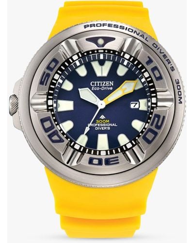 Citizen Bj8058-06l Pro Master Professional Diver Eco-drive Date Band Strap Watch - Yellow