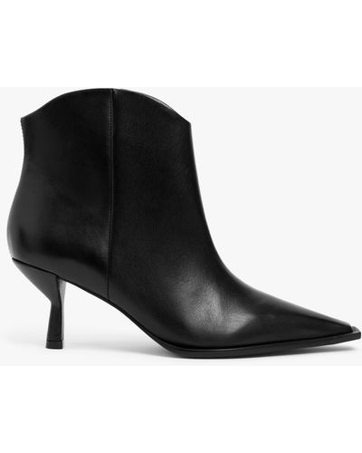 John Lewis Panama Leather Dressy Western Ankle Boots - Black