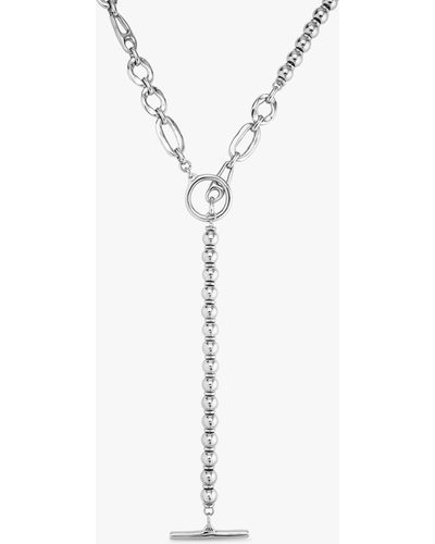 Uno De 50 Joyful Chunky Link And Bead Long Lariat Necklace - White