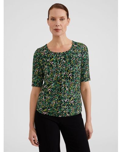 Hobbs Jacqueline Abstract Print Top - Green