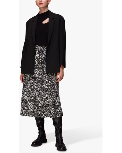 Whistles Shadow Leopard Print Bias Midi Skirt - Black