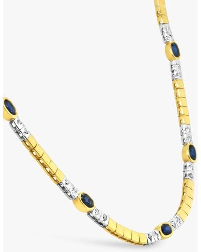 Milton & Humble Jewellery Second Hand 18ct White & Yellow Gold Sapphire & Diamond Chain Necklace - Metallic